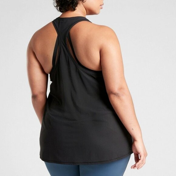 Athleta Ultimate Train Tank Top Size 2X Black Racerback High Neck Lightweight - Picture 3 of 7